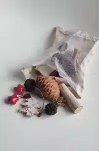 Natural Decorative Pouch with Pinecones and Berries
