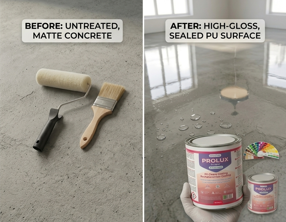 "Prolux" – PU coating for tiles, concrete, plastic and metal – suitable for driveable surfaces
